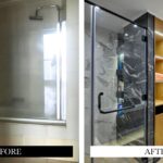 Custom glass shower enclosure and residential civil works layout